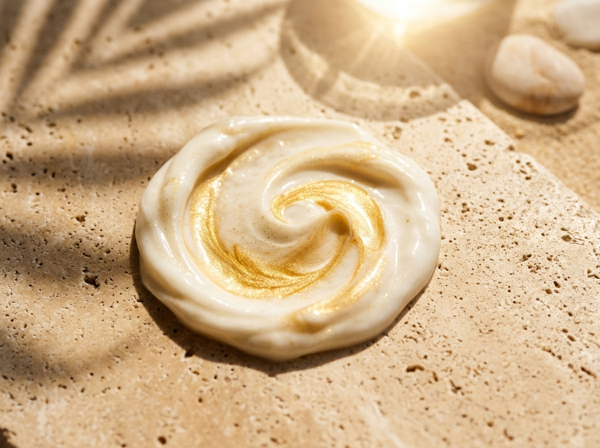 Soothing protective barrier repair balm swirl in warm sunlight